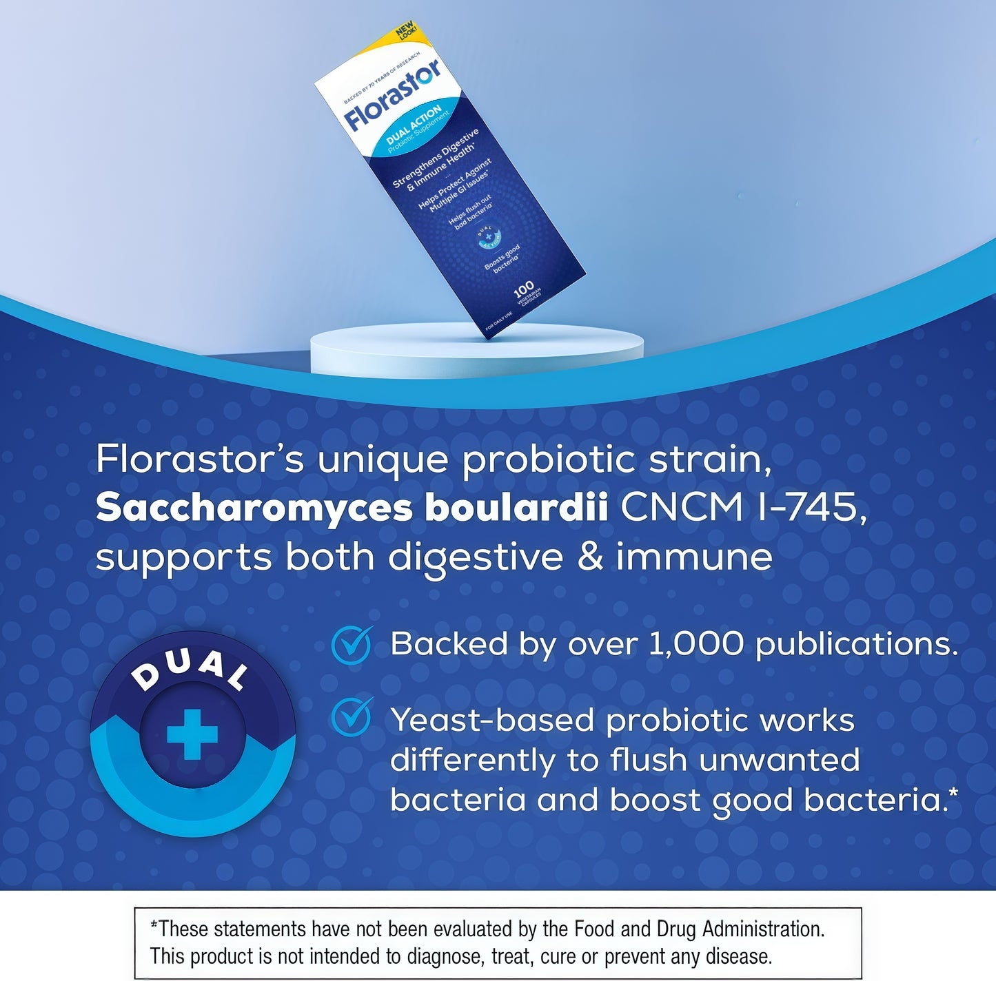 Florastor Probiotic for Digestive and Immune Health, 100 Capsules