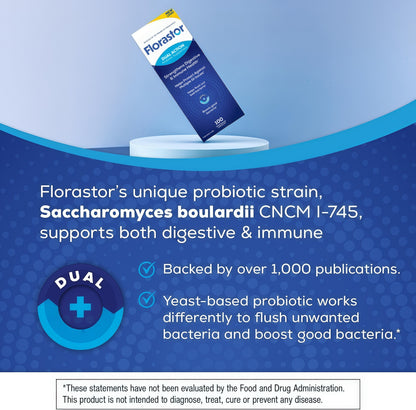 Florastor Probiotic for Digestive and Immune Health, 100 Capsules